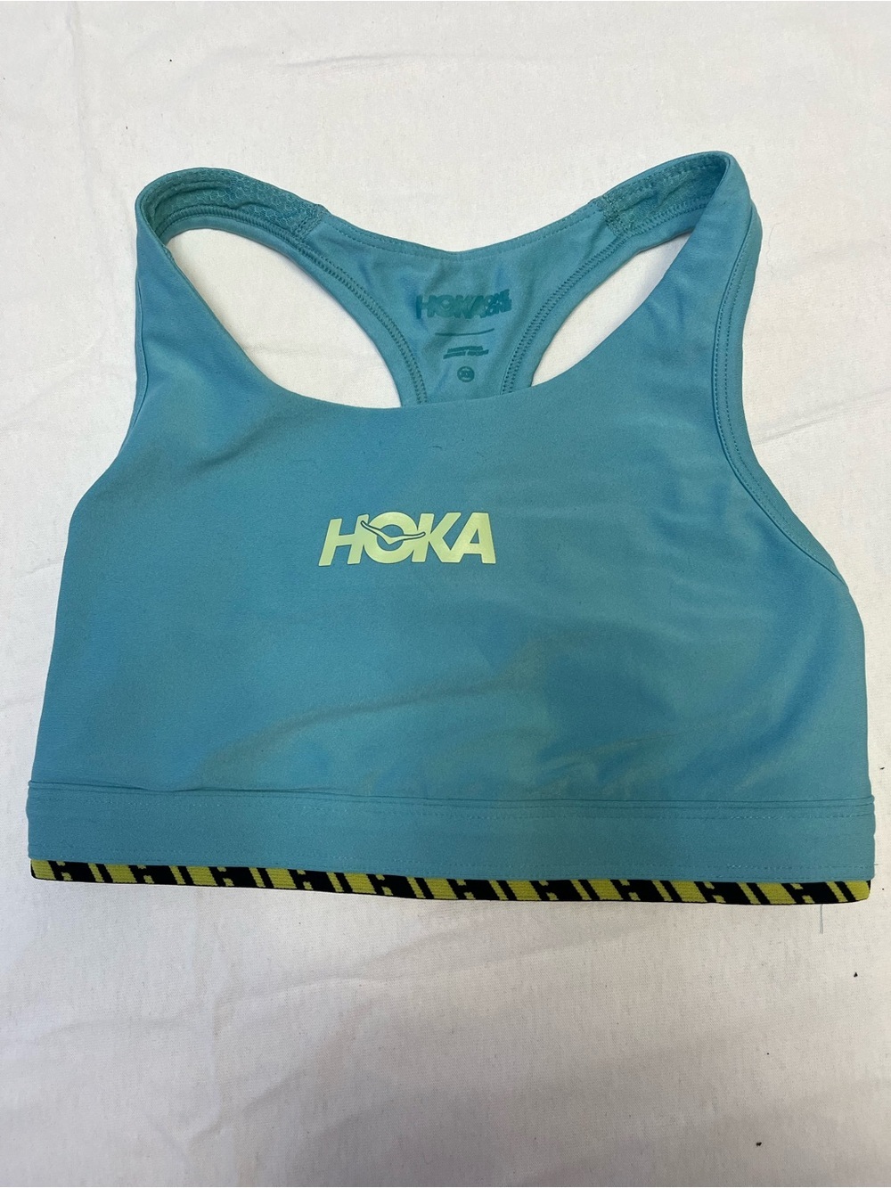 Hoka Aqua Blue Racerback Sports Bra with Contrast Band - Picture 2 of 6